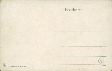 Adressseite der Ansichtskarte Dambachhaus, Gedicht am Denkmal