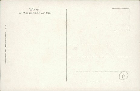 Adressseite der Ansichtskarte Wurzen, St. Wenzel-Kirche vor 1900