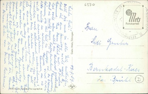 Adressseite der Ansichtskarte Kirn a. d. Nahe, Gesamtansicht