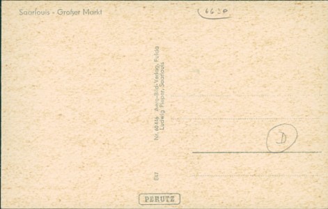 Adressseite der Ansichtskarte Saarlouis, Großer Markt