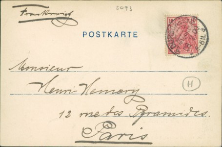 Adressseite der Ansichtskarte Gruss aus Burscheid, Victoriastrasse