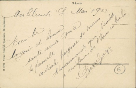 Adressseite der Ansichtskarte Bövinghausen, Gemeinde-Gasthaus