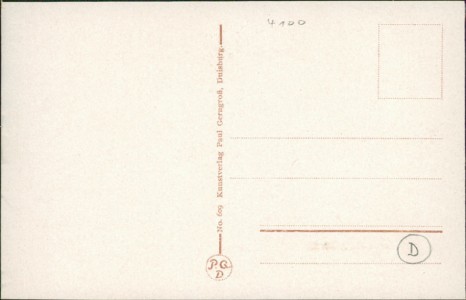 Adressseite der Ansichtskarte Duisburg, Marientor