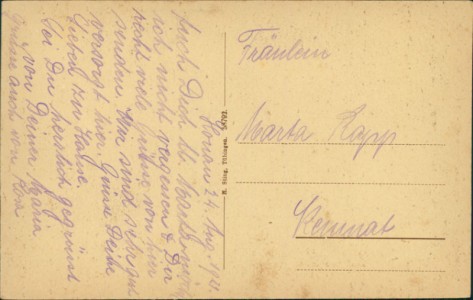 Adressseite der Ansichtskarte Honau, Pilgerheim