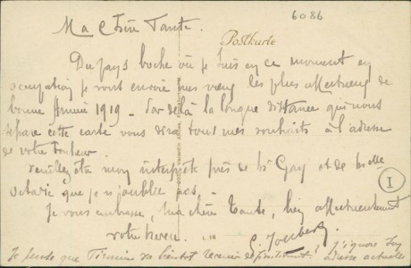 Adressseite der Ansichtskarte Gruß aus Wolfskehlen, Totalansicht, Bahnhofs-Restaurant zur Rheinebene. Inh. E. Schneider