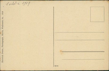 Adressseite der Ansichtskarte Gruß aus Weisenau am Rhein, Gesamtansicht, Bahnhof