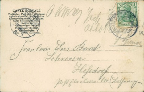 Adressseite der Ansichtskarte Gruss aus Bingen, Hotel Pariser Hof, Gesamtansicht