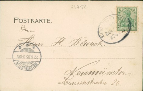 Adressseite der Ansichtskarte Oldenburg i. H., Johannesstrasse