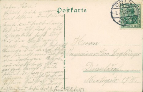 Adressseite der Ansichtskarte B. Gladbach, Casino Gasthaus zum Bergischen Löwen