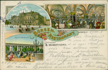 Alte Ansichtskarte Leipzig, Börsen-Restaurant, Inhaber E. Haberkorn