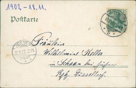 Adressseite der Ansichtskarte Mittweida, Neues Technisches Praktikum