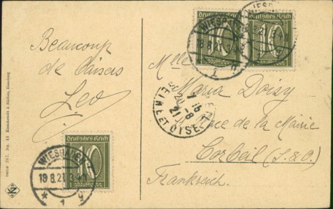 Adressseite der Ansichtskarte Wiesbaden, Kirchgasse