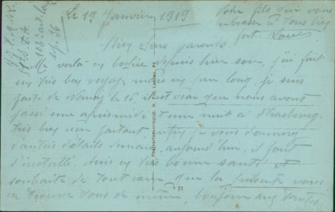 Adressseite der Ansichtskarte Essingen, Pfalz, Spanierstraße