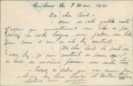 Adressseite der Ansichtskarte Siegburg, Kreishaus und Michaelsberg