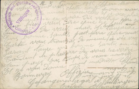 Adressseite der Ansichtskarte Villingen, Partie beim Berthold-Denkmal