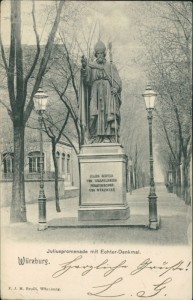 Alte Ansichtskarte Würzburg, Juliuspromenade mit Echter-Denkmal