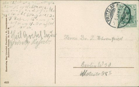 Adressseite der Ansichtskarte Fritzlar, Partie am Bleichenturm