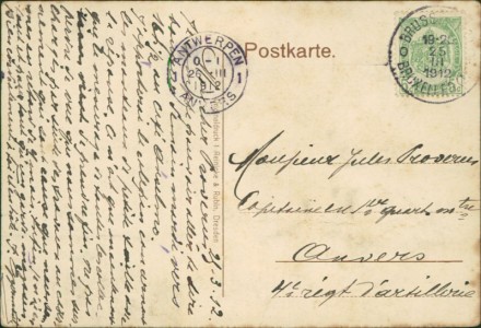 Adressseite der Ansichtskarte Wormditt / Orneta, Markt mit Rathaus