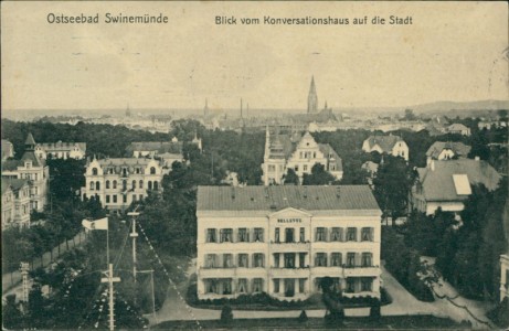 Alte Ansichtskarte Swinemünde / Świnoujście, Blick vom Konversationshaus auf die Stadt