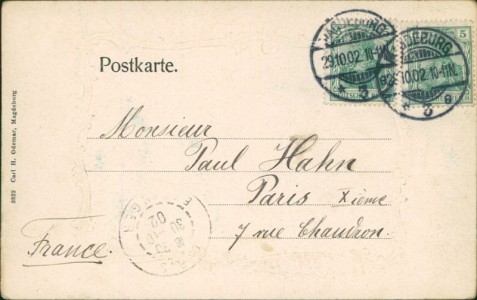 Adressseite der Ansichtskarte Magdeburg, Alter Markt