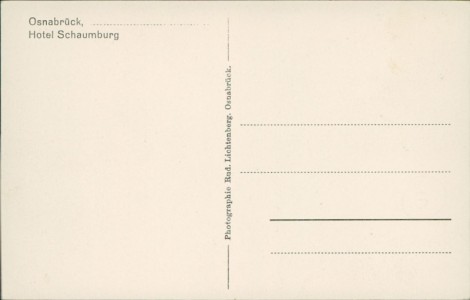 Adressseite der Ansichtskarte Osnabrück, Hotel Schaumburg, Besitzer Heinrich Klünker