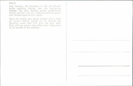 Adressseite der Ansichtskarte Volkswagenwerk Wolfsburg, VW Käfer-Produktion