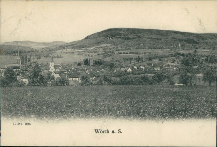 Alte Ansichtskarte Wörth an der Sauer / Woerth, Gesamtansicht (état: coupé)