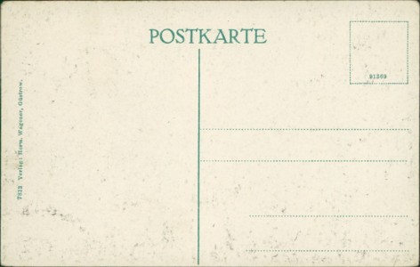 Adressseite der Ansichtskarte Güstrow, Pferdemarkt, Borwin-Brunnen (siehe Erhaltung)