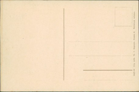 Adressseite der Ansichtskarte Dresden-Pillnitz, Eingang in den Friedrichsgrund