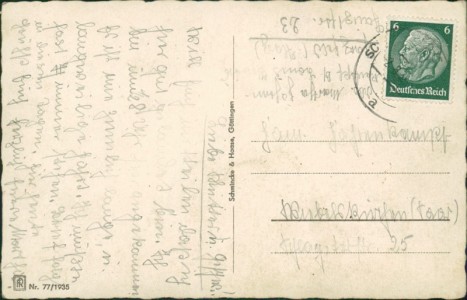 Adressseite der Ansichtskarte Herzberg am Harz-Scharzfeld, Gasthof zur Tanne, Besitzer L. Hentis