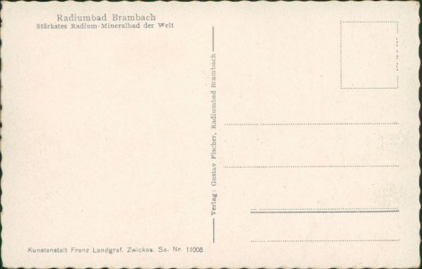 Adressseite der Ansichtskarte Bad Brambach, Radium-Kurhotel und Hotel Radium-Kurhof, Festhalle