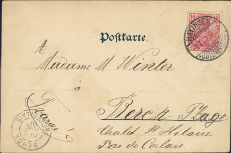 Adressseite der Ansichtskarte Kneuttingen / Knutange, Teilansicht