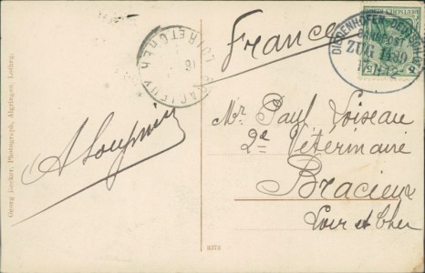 Adressseite der Ansichtskarte Fentsch / Fontoy, Totalansicht, Großstraße, Schulhaus und Bürgermeisterei, Bahnhof