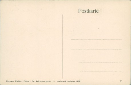 Adressseite der Ansichtskarte Freiberg i. S., 75 jähriges Jubiläum der Knabenbürgerschule zu Freiberg (Sachsen)