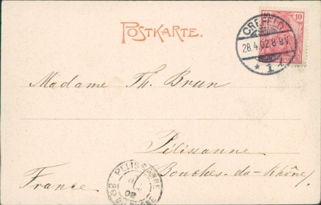 Adressseite der Ansichtskarte Goch, Steintor