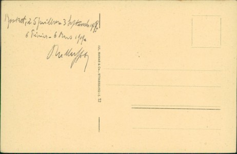 Adressseite der Ansichtskarte Rastatt, Partie an der Murg