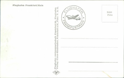 Adressseite der Ansichtskarte Flughafen Frankfurt, 