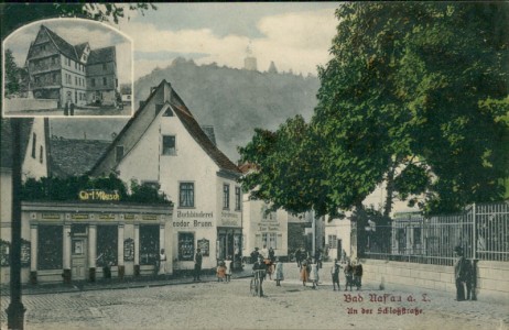 Alte Ansichtskarte Nassau, An der Schloßstraße