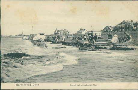 Alte Ansichtskarte Cuxhaven-Döse, Strand bei eintretender Flut