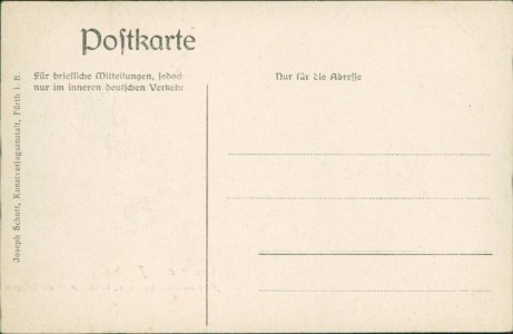 Adressseite der Ansichtskarte Fürth, Aeussere Schwabacherstr., Vorbeimarsch der Tuppen