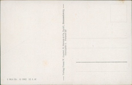 Adressseite der Ansichtskarte Salzgitter-Lobmachtersen, Totalansicht, Schule u. Kirche, Kriegerdenkmal, Wasserturm