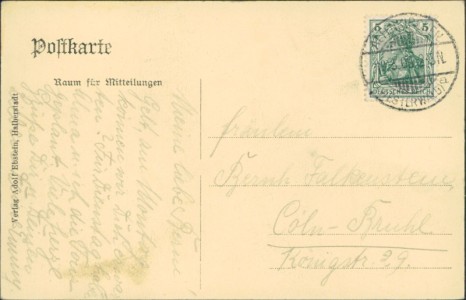 Adressseite der Ansichtskarte Halberstadt, Kürassier-Kaserne