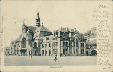 Alte Ansichtskarte Koblenz, Hauptbahnhof