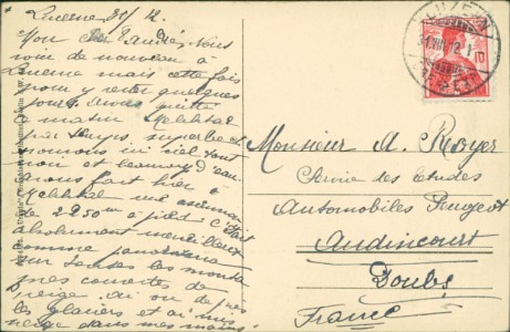 Adressseite der Ansichtskarte Luzern, Hôtel du Cygne et Rigi, Restaurant-Terrasse