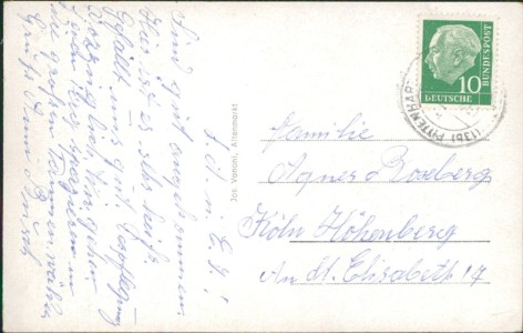 Adressseite der Ansichtskarte Pittenhart (Obing), Mehrbildkarte mit Parzinger's Warengeschäft