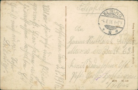 Adressseite der Ansichtskarte Elbing / Elbląg, Dampfer-Anlegestelle