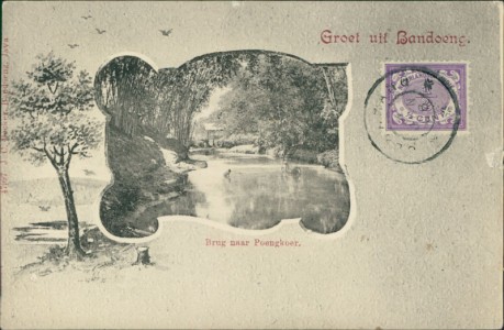 Alte Ansichtskarte Indonesien / Indonesia, Groet uit Bandoeng. Brug naar Poengkoer