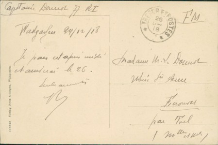 Adressseite der Ansichtskarte Wadgassen, Kathol. Kirche