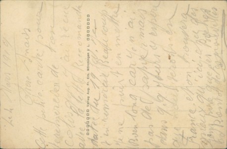 Adressseite der Ansichtskarte Berweiler / Berviller-en-Moselle, Handlung von Nikolaus Hamann, Teilansicht mit Kirche