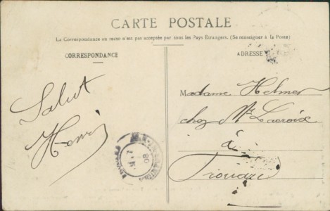 Adressseite der Ansichtskarte Mars-la-Tour, La Frontière entre Mars-la-Tour et Vionville